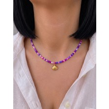 Sun Jewellery Deniz Kabuğu Uçlu Renkli Boncuk Çelik  Kolye