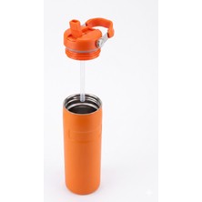 vegahediye v vega Pipetli ve Kulplu Paslanmaz Çelik Termos - 480 ml Mug Turuncu