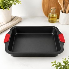 Abnturk 39X26CM Isınmayan Silikon Kulplu Yapışmaz Fırın Tepsisi-Çok Amaçlı Pişirme Tepsisi