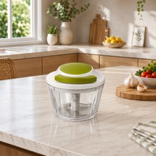 3 Bıçaklı Ipli Rondo Manuel Sebze Doğrayıcı Hazneli El Rondosu Pratik Mutfak Doğrayıcısı Sariva Home