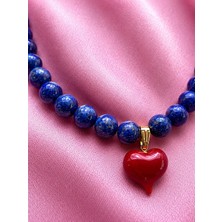 Sun Jewellery Lapis Lazuli Doğal Taşlı Kalp Tasarım Kolye