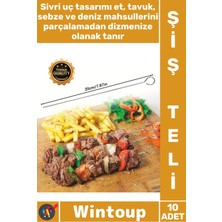 Wintoup #şişseti Kaliteli Dayanıklı Mutfak Izgara Kebap Çöp Şiş Aparatı Metal 10'lu Paslanmaz Çelik Şiş Seti