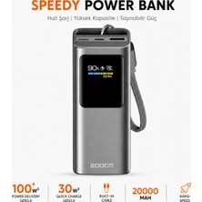 Ayers 20000 Mah Hızlı Şarj Powerbank, 100W Power Delivery Gen3.0, 30W Quick Charge Gen3.0, Dahili Kablolu Taşınabilir Şarj Cihazı