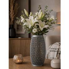 Triora Design Modern Dekoratif Kafes Vazo | 3D Baskı Büyük Boy Salon Vazosu | Pampas ve Kuru Çiçek Uyumlu | 25X15 cm