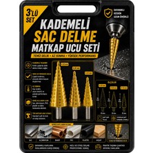 Ufak Tefek Şeyler 3'lü Kademeli Matkap Ucu Seti 4-12 / 4-20 / 4-32 mm Titanyum Hss Sac Metal Konik Delme Takımı