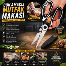 Ufak Tefek Şeyler Paslanmaz Çelik Çok Amaçlı Mutfak Makası Ceviz Kıracaklı ve Gazoz Açacaklı Et Tavuk Sebze Makası