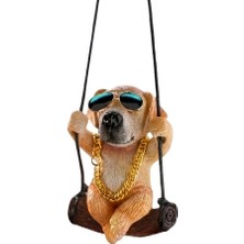 Araç Içi Dikiz Aynası Asma Dekoratif Süs Köpek Salıncaklı Altın Kahve