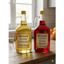 Abnturk 2 Adet Galon 3 Litre Organik Camdan Kulplu Zeytinyağı Şişesi Kalın Cam Elde Üretim Retro Tüm Sıvılara Damacana Su Şişesi Binlerce Yıldır Kullanılan En Ideal Sağlıklı Sıvı Saklama Taşıma Şerbet Şişesi