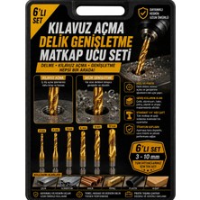 Ufak Tefek Şeyler 6'lı Kombi Kılavuz Matkap Ucu Seti Hss Titanyum Metal Delme Diş Açma Pafta Takımı