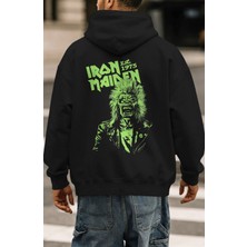 Sevbano Iron Maiden Rock Metal Müzik Grubu Sırt Baskılı Unisex Oversize Premium Hoodie