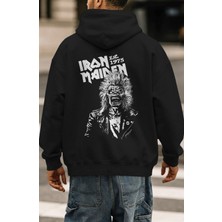 Sevbano Iron Maiden Rock Metal Müzik Grubu Sırt Baskılı Unisex Oversize Premium Hoodie