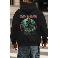 Sevbano Iron Maiden Rock Metal Müzik Grubu Sırt Baskılı Unisex Oversize Premium Hoodie