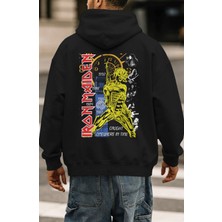 Sevbano Iron Maiden Rock Metal Müzik Grubu Sırt Baskılı Unisex Oversize Premium Hoodie