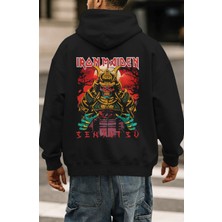 Sevbano Iron Maiden Rock Metal Müzik Grubu Sırt Baskılı Unisex Oversize Premium Hoodie