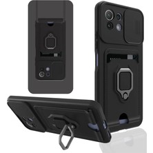 Homestead Newface Xiaomi Mi 11 Lite Kılıf Zuma Kartvizitli Yüzüklü Silikon - Siyah