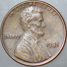 Banknoting Amerika 1 Cent 1981 Lıncoln Memorıal.