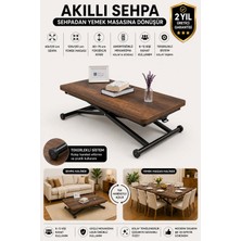 Sehpam Akıllı Home Üst Tabla Mdf Barok Ceviz  Oval Köşe Alt Ayak Siyah