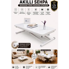 Sehpam Akıllı Home Üst Tabla Mdf Beyaz  Oval Köşe Alt Ayak Beyaz