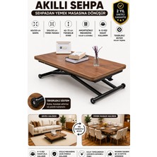 Sehpam Akıllı  Home Üst Tabla Mdf Ceviz Oval Köşe Alt Ayak Siyah 