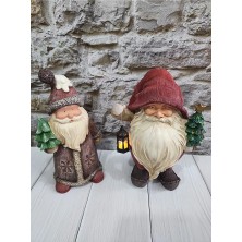 Dekoratif Ikili Noel Baba Cüce Obje Set