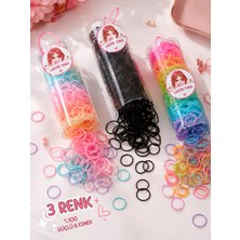 Zuum Accessories 3lü Büyük Boy Kutuda Siyah ve Renkli Tüp Toka , Lastik Toka , Çocuk Tokası