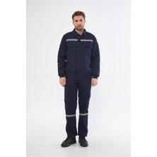 Orange Safety Iş Takımı 7/7 Gabardin %100 Pamuk Kapitoneli Reflektörlü Kışlık Lacivert