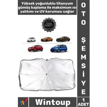 Wintoup #şemsiye Titanyum Gümüş Kaplama 10 Çelik Kemik Pratik Isı Koruyucu Araç Içi Ön Cam Şemsiye Güneşlik