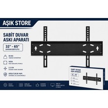 AŞIK STORE Sabit Tv Askı Aparatı 32-65 Inç Universal Tv Duvar Askısı Vesa 600X400 50 kg LCD LED OLED QLED Metal Gövde