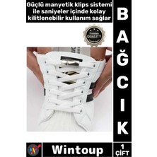 Wintoup #bağcık Beyaz Renk Manyetik Klipsli Lastikli Pratik Şık Çocuklar Için Mıknatıslı Ayakkabı Bağcığı