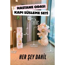 Cansın Event Her Şey Dahil Hastane Odası Kapı Süsleme Seti - Balon Standı, Tül, Isimli Kapı Süsü,tavşan