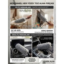 Mrt Bilişim Büyük Boy Teleskopik Uzatılabilir Mikrofiber Yumuşak Başlıklı Gri Toz Alma Fırçası Toz Püskülü 85 cm Uzunluk