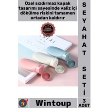 Wintoup #seyahatseti Sızdırmaz 3'lü 60 ml Uçak Uyumlu Kozmetik Şişe Taşıma Organizeri Şık Seyahat Banyo Seti