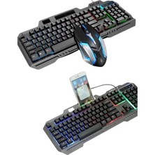 Rgb Işıklı Gaming Oyuncu Klavye Q Klavye Mouse Hediyeli