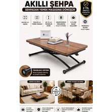 Sehpam Akıllı Akıllı Sehpa Juppo Üst Tabla Mdf Ceviz Oval Köşe Alt Ayak Siyah Dışa K