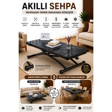 Sehpam Akıllı Akıllı Sehpa Juppo Üst Tabla Mdf Siyah Mermer D  Oval Köşe Alt Ayak Siyah Dışa K