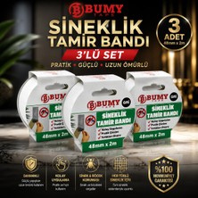 Bumy 3 Adet Sineklik Tamir Bandı Gri 48 mm x 2 Metre Güçlü Yapışkanlı Sineklik Onarım Bandı, Yırtık ve Delik Tamiri