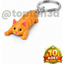 Toptan3D (10 Adet) Hediyelik Turuncu Sarman Kedi Çanta Süsü, Anahtarlık (Hareketli Oyuncak Çanta Süsü, Anahtarlık)