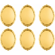 Sunvera Çelik 6 Adet Oval Güllü Gold Renk Paslanmaz Çelik Aynalı Sunum Tepsisi Söz Nişan Kahve Tepsisi Çay Kahve Servis Tabağı Lokum Çikolata Çerez Tatlı Sunumluk Ikramlık Seti 26*20