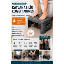Funny Life Katlanabilir Klozet Taburesi Ergonomik Tuvalet Basamağı Antrasit Plastik Malzeme ile