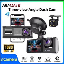 AKAMATE 3 Kanal HD 1080P Araç İçi Kamera Üç Yönlü DVR Kaydedici Geniş Açı Özellikleriyle