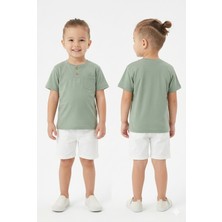Tayo Baby Erkek Bebek Çocuk Düğmeli Henley Tişört %100 Pamuklu Yumoş