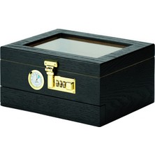 Falconetti Siyah Ufak Boy Camlı Humidor Şifreli Puro Kutusu RD92SY