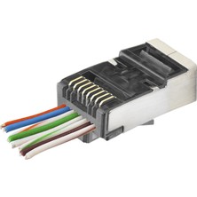 EkoAlışverişDünyam CAT6E Ez RJ45 Metal Konnektör 100 Adet Plastik Kutu - Siyah ND2418