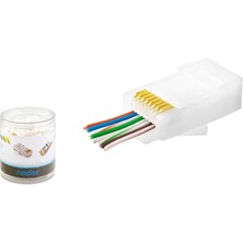 EkoAlışverişDünyam Cat6 Ez RJ45 Konnektör - 100 Adet Beyaz / Özel Plastik Kutulu ND2406