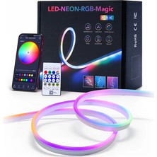 EkoAlışverişDünyam Rgb Kumandalı Sese Duyarlı Animasyonlu Neon Şerit Hortum LED USB ve App Uyumlu 5 Metre