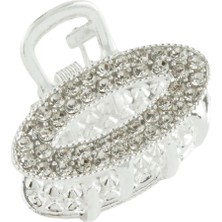 Bijuteri Net Oval Taşlı Minik Metal Mandal Toka 2 cm