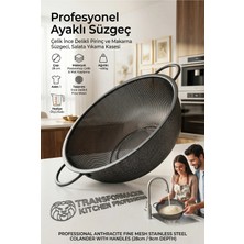 Creatividad Solutions Profesyonel Ayaklı Süzgeç 28 cm - Paslanmaz Çelik Ince Delikli Pirinç ve Makarna Süzgeci, Salata Yıkama Kasesi 723294