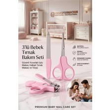 Creatividad Solutions 3'lü Bebek Tırnak Bakım Seti - Güvenli Yuvarlak Uçlu Makas, Halkalı Tırnak Makası ve Törpü - Yenidoğan Manikür Pedikür Seti 723299