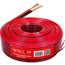 Magicvoice MV-29552 2X1.00MM Siyah Kırmızı 100 Metre Cca Hoparlör Ses Kablosu