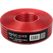 Magicvoice MV-29553 2X0.50MM Siyah Şeffaf Kırmızı Çizgili 100 Metre Cca Hoparlör Kablosu